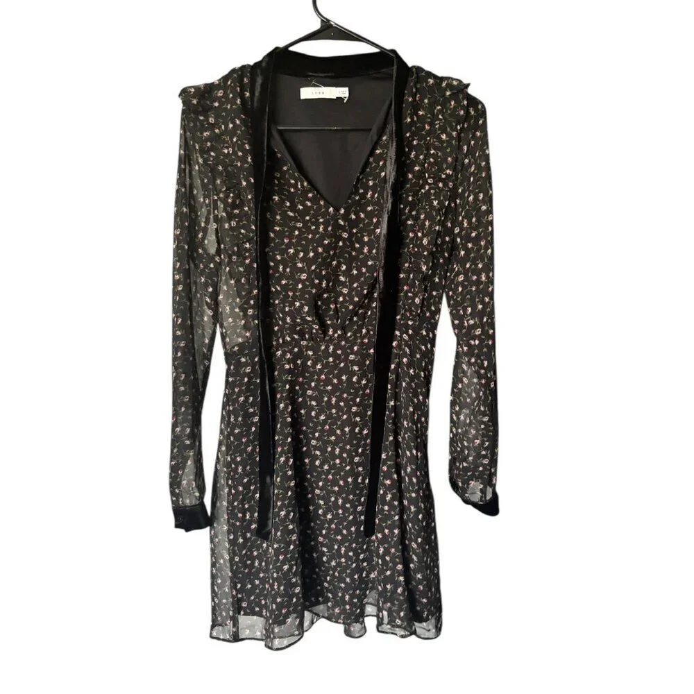 Lush Women's Black Floral Shear Short Dress - Picture 2 of 8